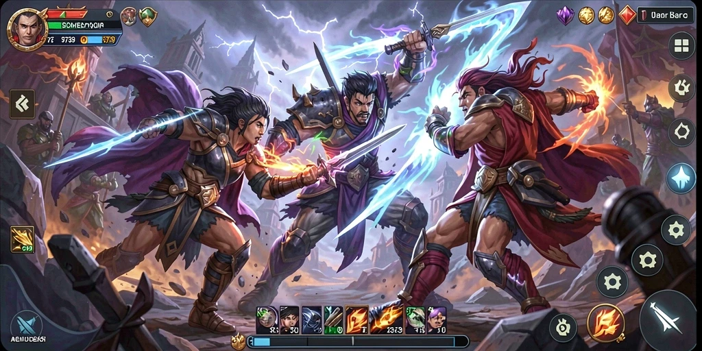 Tangkapan layar game Fighting yang menampilkan aksi pertarungan seru.