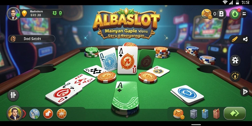 Tampilan gameplay seru dalam ALBASLOT saat bermain Gaple.