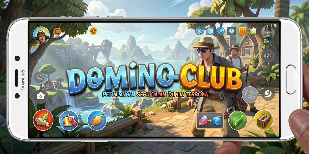 Screenshot gameplay DOMINOCLUB yang menunjukkan eksplorasi dunia terbuka.