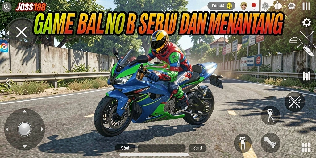 Tampilan gameplay JOSS188 menampilkan aksi balap motor yang mendebarkan.