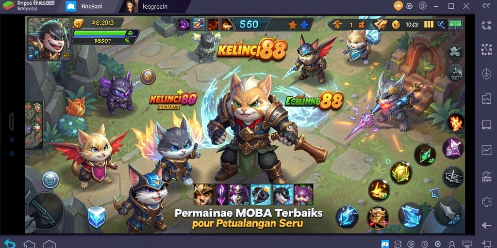 Screenshot KELINCI88 menunjukkan aksi seru dalam pertempuran MOBA.