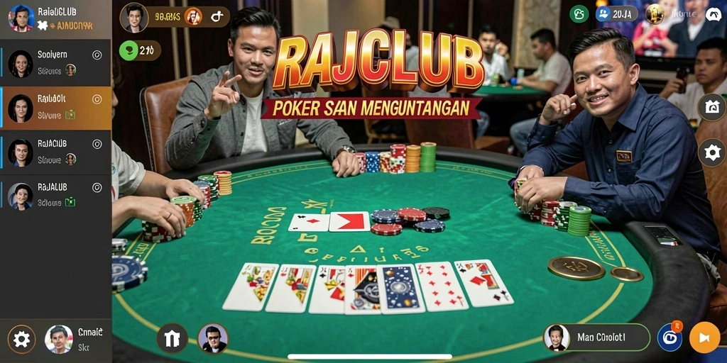 Screenshot gameplay RAJACLUB menampilkan aksi Poker yang mendebarkan.