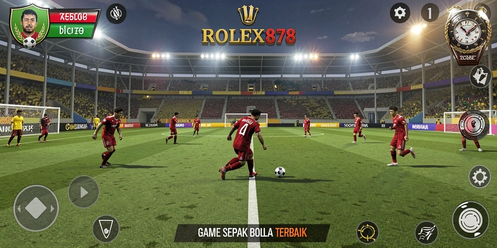 Tampilan gameplay dinamis dari ROLEX878 dalam pertandingan sepak bola.